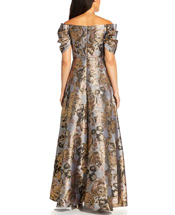 Adrianna Papell Puff-Sleeve Gown - Macy's