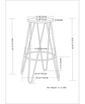 Simeon 30" Metal Bar Stool with Wood Seat