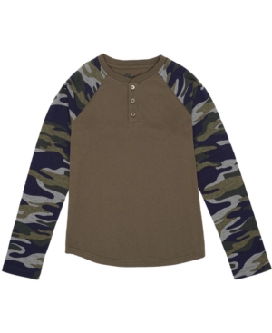 Epic Threads Big Boys Long Sleeve Camo Henley Tee
