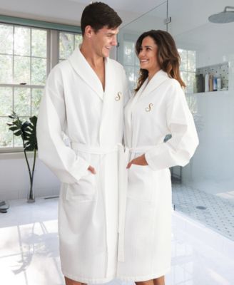 Personalized Unisex Embroidered Turkish Cotton Waffle Weave Bathrobe