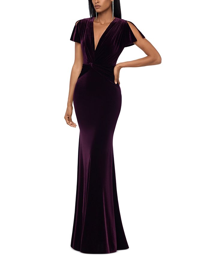 xscape sequin twist gown