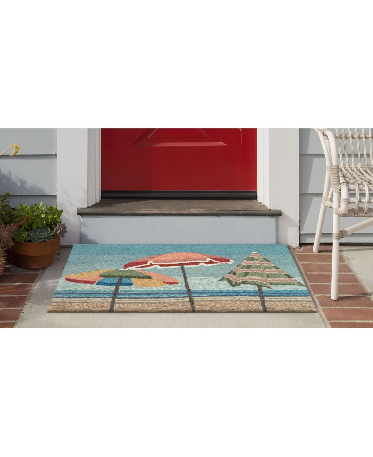 Liora Manne' Frontporch Beach UmbrellasOutdoor Area Rug - Aqua
