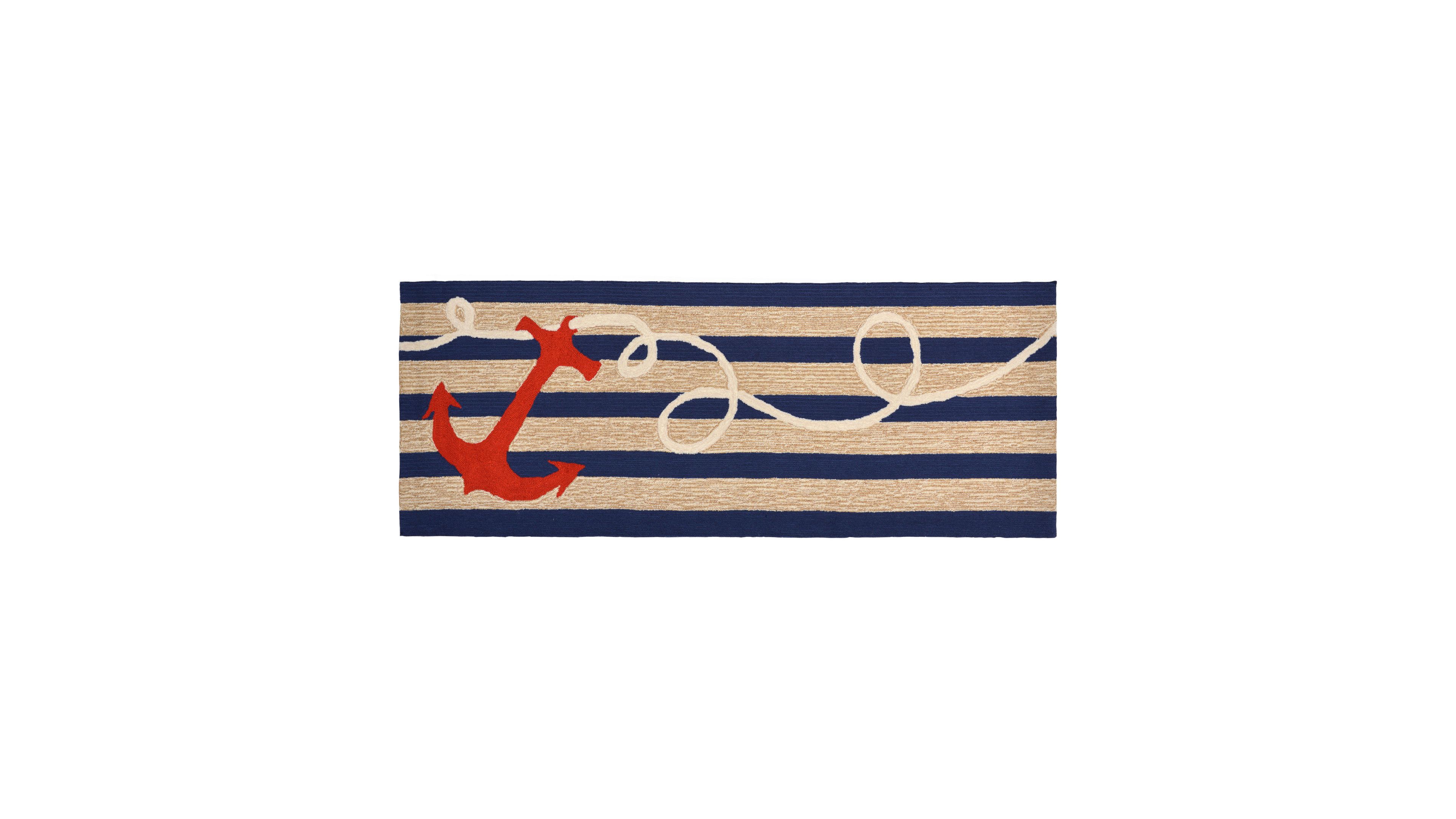 Liora Manne' Frontporch Anchor Blue 2' x 5' Runner Rug
