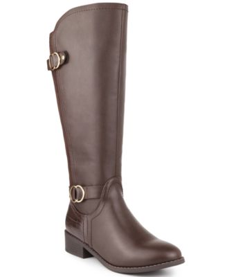 Macy's brown leather boots best sale