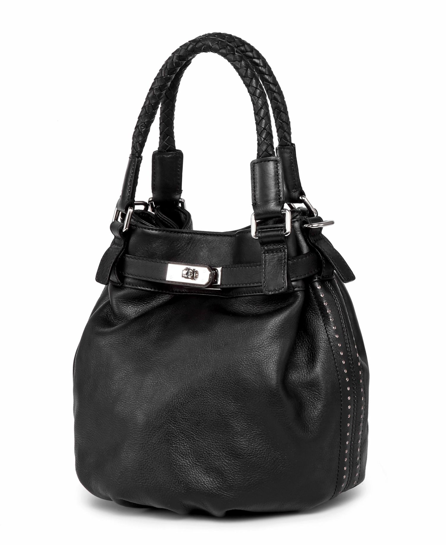 Pumpkin Small Leather Crossbody Bucket Bag