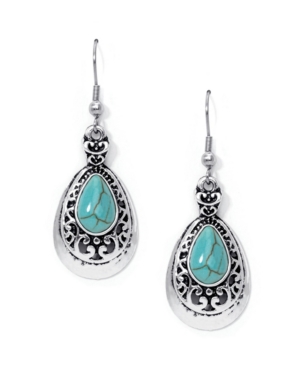 image of Macy-s Simulated Turquoise in Fine Silver Plated Teardrop Wire Earrings