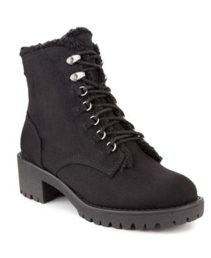 image of Sugar Women-s Quizzer Shearling Combat Booties Women-s Shoes