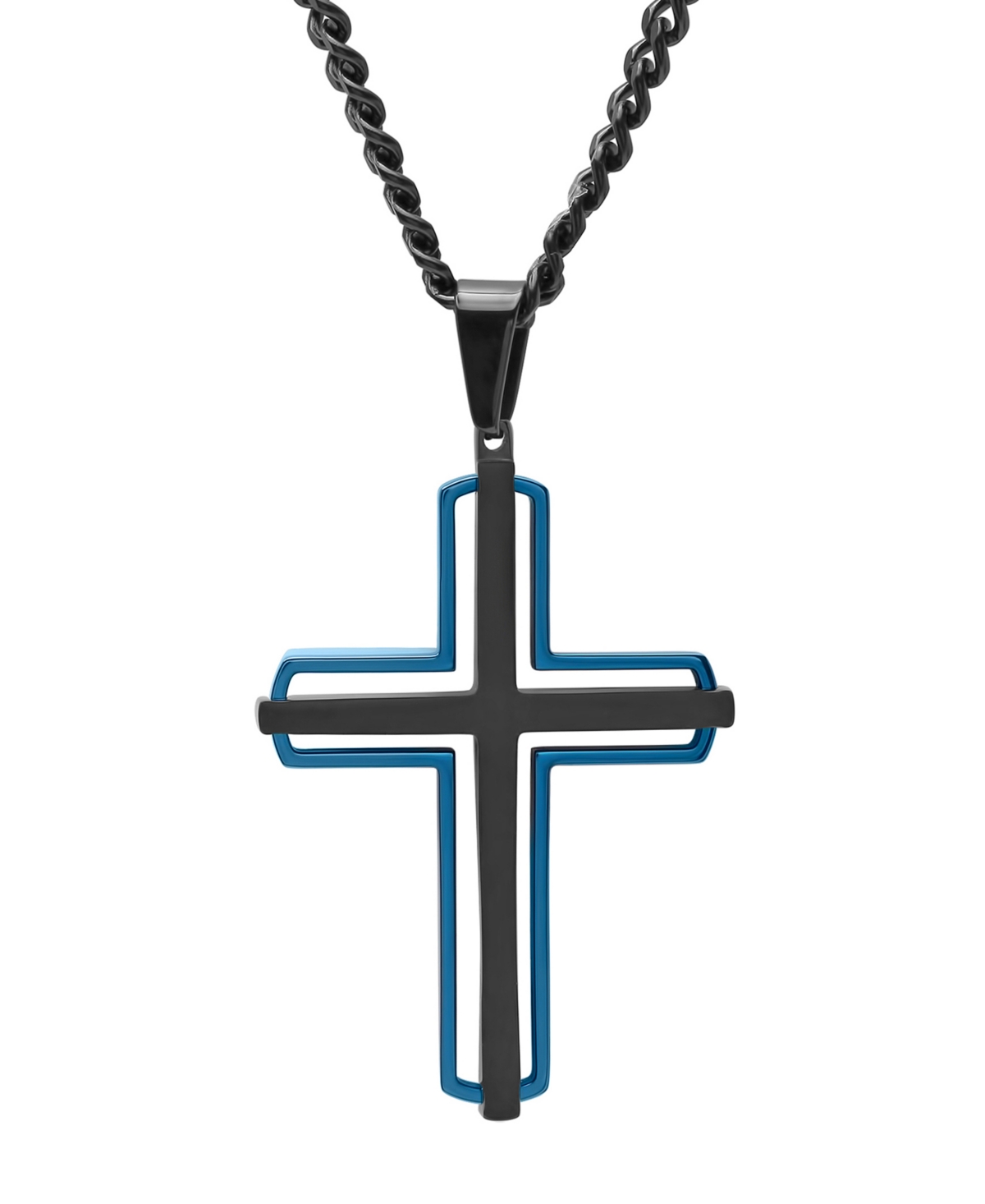C & c Jewelry Macy's Men's Modern Cross Pendant Necklace in Two-Tone Stainless Steel