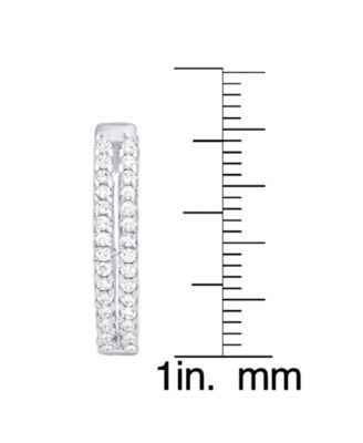 Cubic Zirconia 2-Row Hoop Earrings