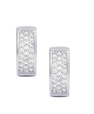 Cubic Zirconia Pave Huggie Hoop Earrings