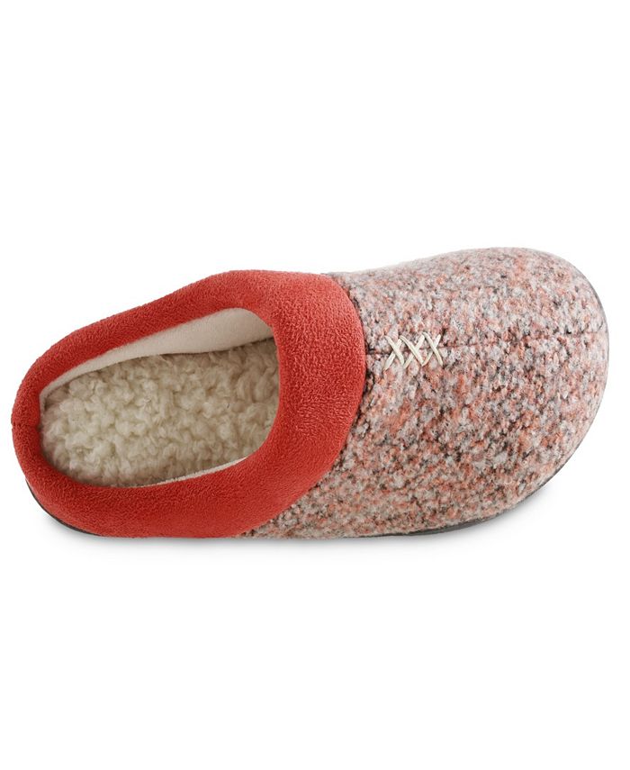 women's isotoner jessie microsuede heathered knit hoodback slipper