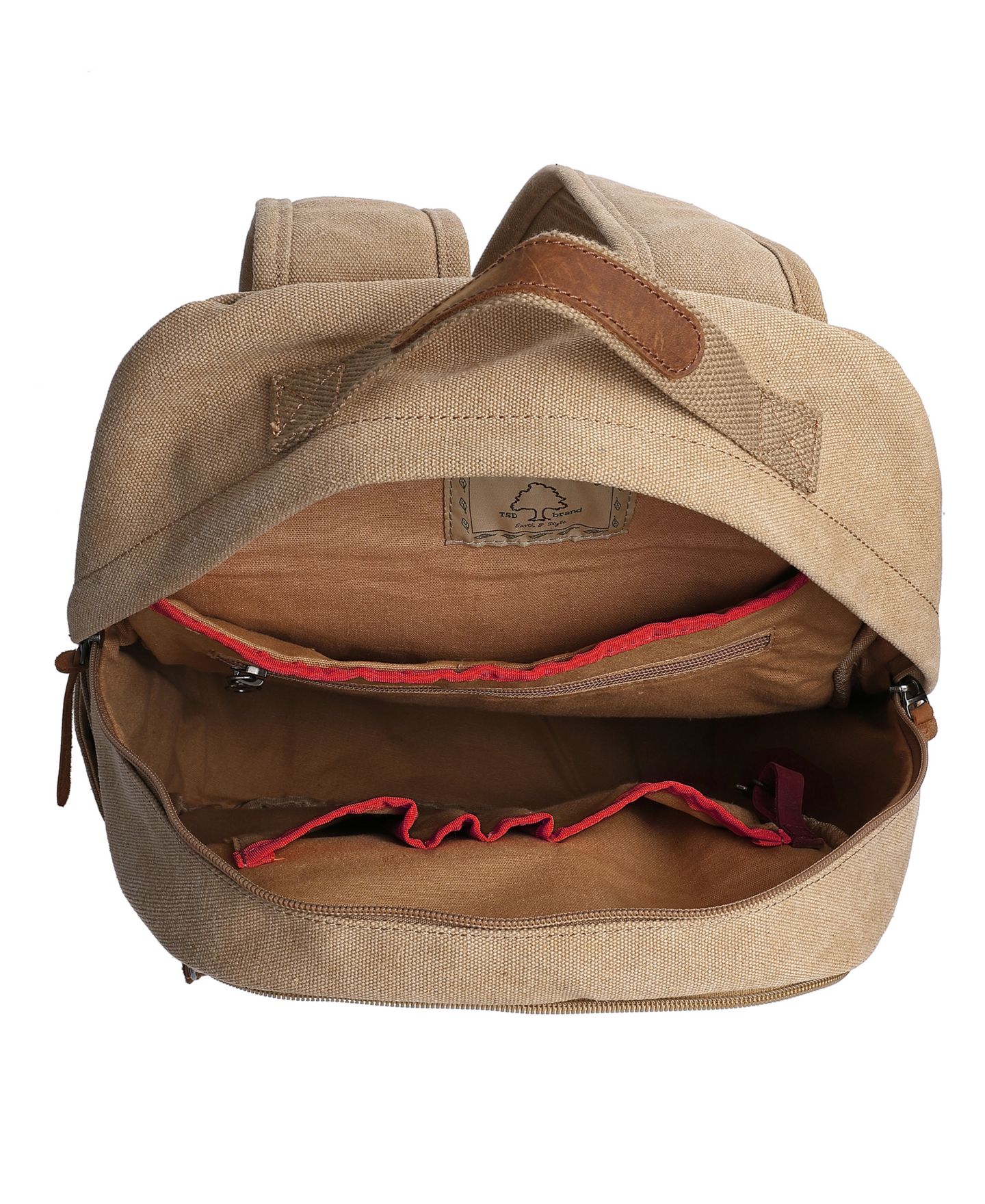 Рюкзак TSD BRAND Trail and Tree Double Canvas Handbag, цвет: Хаки — фото 9