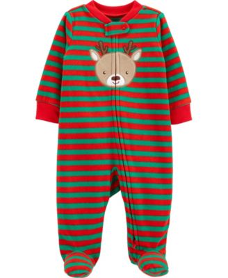 Carter's Baby Boy or Girl Christmas Reindeer Zip-Up Fleece Sleep