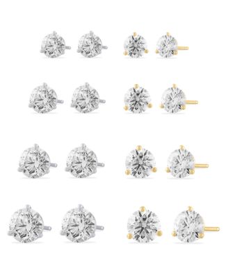 Certified Round Cut Diamond Earrings In 14k White Or Yellow Gold
