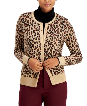Charter Club Animal-Print Button-Up Cardigan Created for Macy's