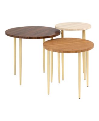 Walker Edison 3 Piece Round Nesting Coffee Table Set - Macy's