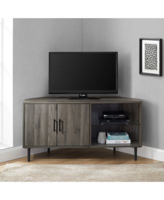 48" 2 Door Glass Shelf Corner TV Console