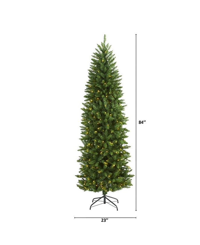 Nearly Natural Slim Mountain Pine Artificial Christmas Tree with 300 ...