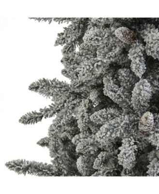 Flocked Livingston Fir Artificial Christmas Tree with Pine Cones and 500 Clear Warm LED Lights