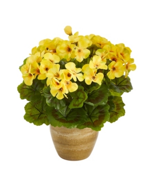 Nearly Natural Geranium Artificial Plant in Ceramic Planter Indoor and Outdoor