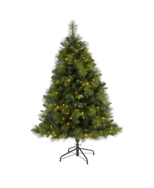 Nearly Natural North Carolina Mixed Pine Artificial Christmas Tree With 200 Warm Led Lights, 711 Bendable Branches In Green