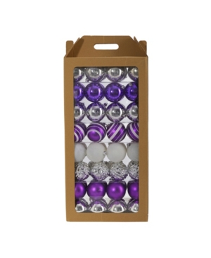 Nearly Natural Kids' Holiday Shatterproof, 64 Count Christmas Tree Ornament Set In Purple