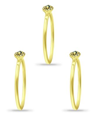 Cubic Zirconia Evil Eye Trio 18K Gold Plate Stack Ring, Set of 3 Rings