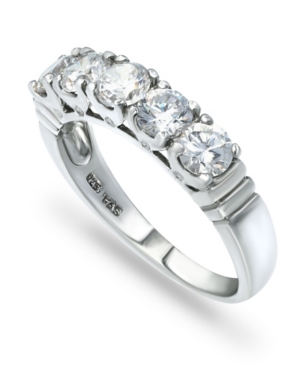 image of Macy-s Cubic Zirconia Round 5 Stone Fine Silver Plate Ring