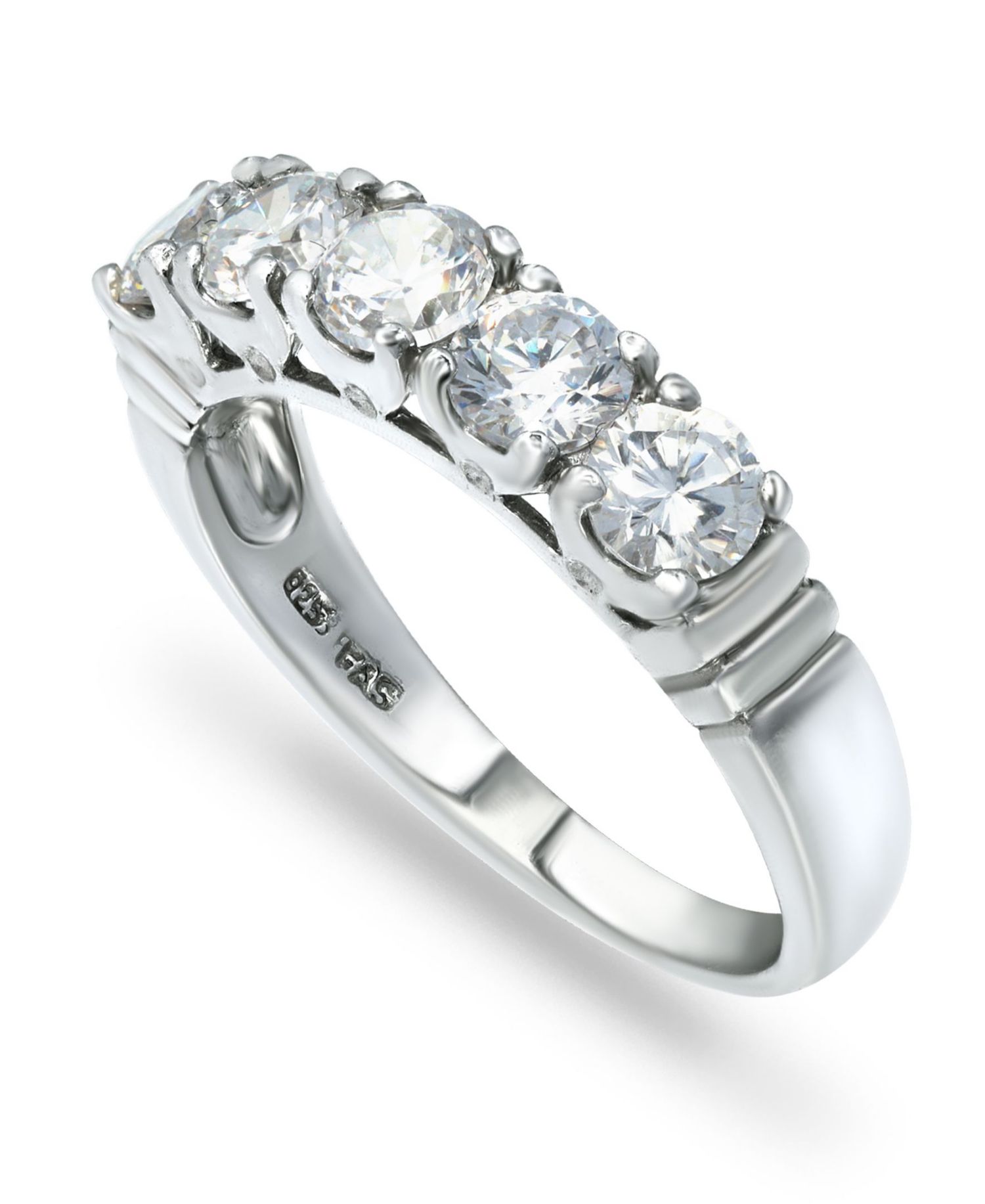 Cubic Zirconia Round 5 Stone Ring