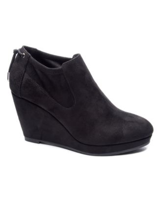 chinese laundry black wedge booties