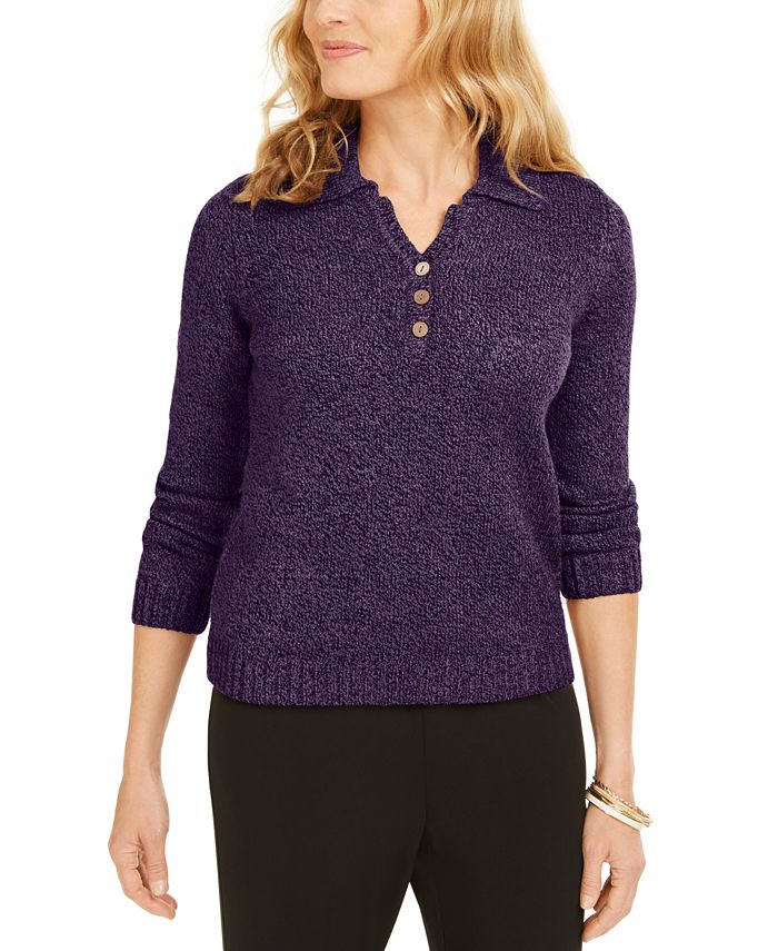 Karen Scott Petite Collared Sweater, Created for Macy's Macy's