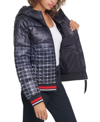 Tommy Hilfiger - Hooded Ombr&eacute;-Plaid Puffer Jacket