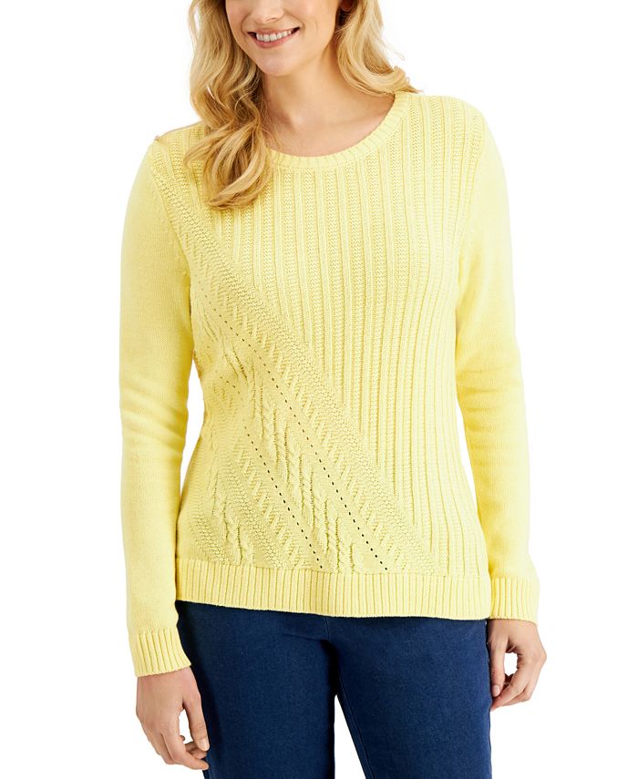 Karen Scott LongSleeve Asymmetrical Cable Sweater, Created for Macy's Macy's