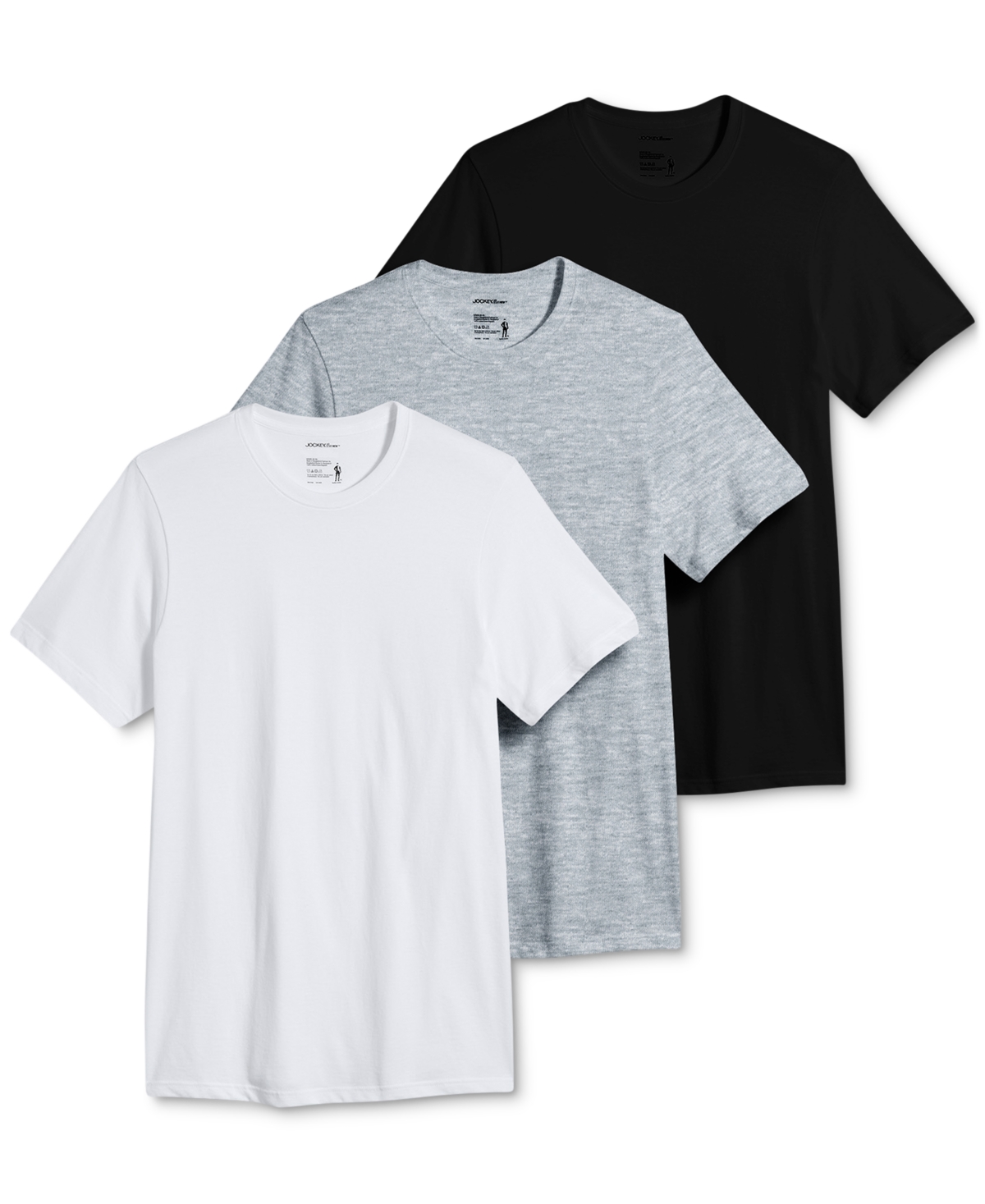 Men's 3-Pk. Stretch Crewneck T-Shirts - White/Black/Grey