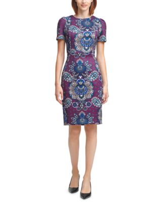 Calvin Klein - Printed Puff-Shoulder Dress