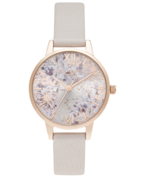 image of Olivia Burton Women-s Abstract Florals Pearl Pink Leather Strap Watch 30mm