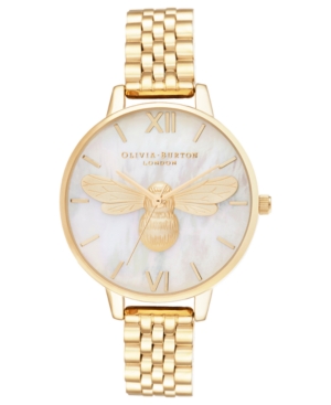 image of Olivia Burton Women-s Lucky Bee Gold-Tone Bracelet Watch 34mm