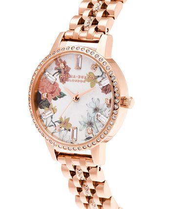 Olivia Burton - Women's Sparkle Floral Rose Gold-Tone Bracelet Watch 30mm