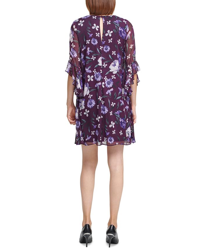 Calvin Klein FloralPrint BellSleeve Shift Dress Macy's