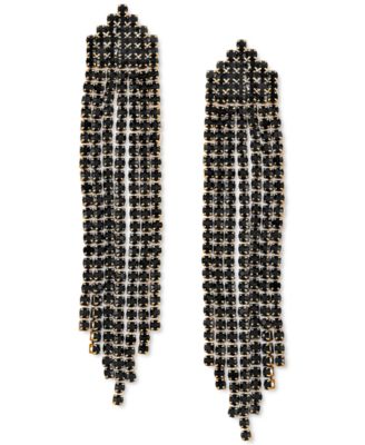 GUESS - Gold-Tone Colored Rhinestone Fringe Statement Earrings