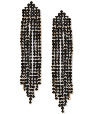 image of Guess Gold-Tone Colored Rhinestone Fringe Statement Earrings