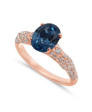 image of Gemstone Bridal London Blue Topaz (2 ct. t.w.) & Diamond (3/8 ct t.w.) Engagement Ring in 14k Rose Gold