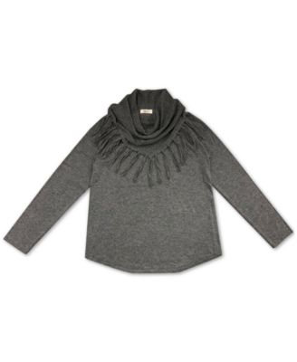 Style & Co - Fringe Cowl-Neck Sweater