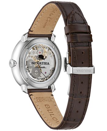 Bulova - Men's Frank Sinatra Collection Brown Leather Strap Watch 40mm
