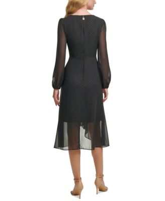 Tommy Hilfiger Sheer-Sleeve Surplice Dress