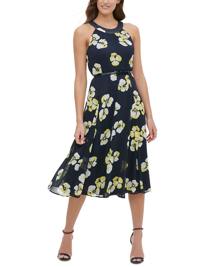 Tommy Hilfiger Belted Floral-Print Dress - Macy's