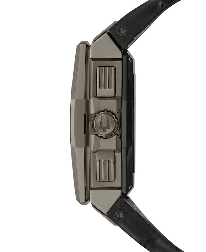 Bulova Men's Precisionist Black Leather Strap Watch 44.7mm - A Limited ...