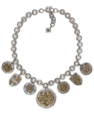 image of Patricia Nash Two-Tone Coin & Crest Statement Necklace, 19