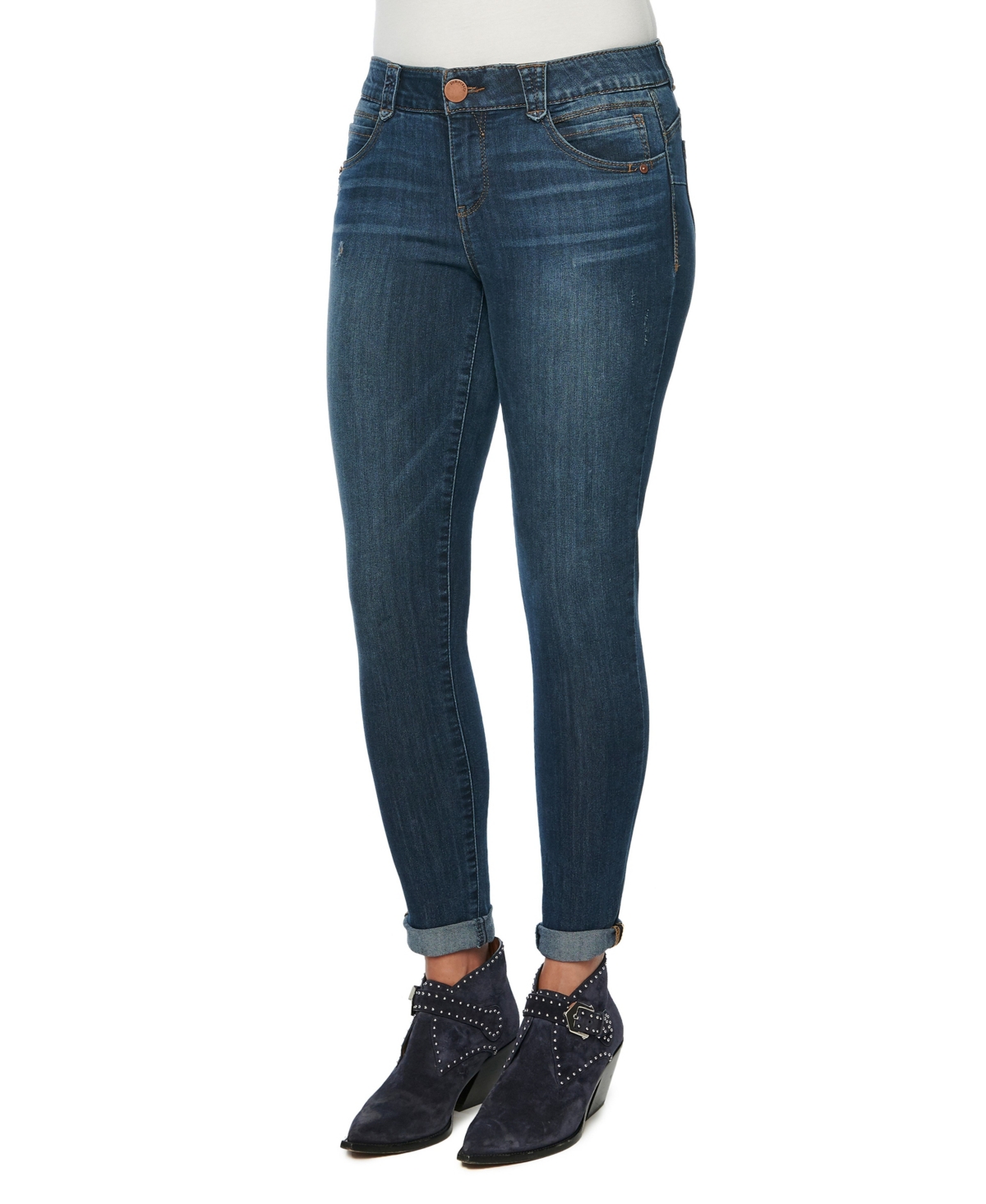 Women's "Ab"Solution Ankle Length Uncuffed Jeans - In Indigo