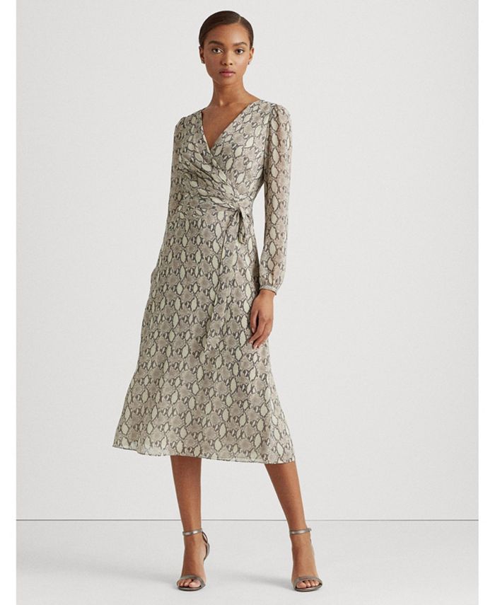 lauren ralph lauren botanical print georgette gown